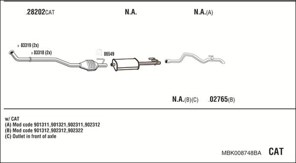 Układ wydechowy WALKER MBK008748BA