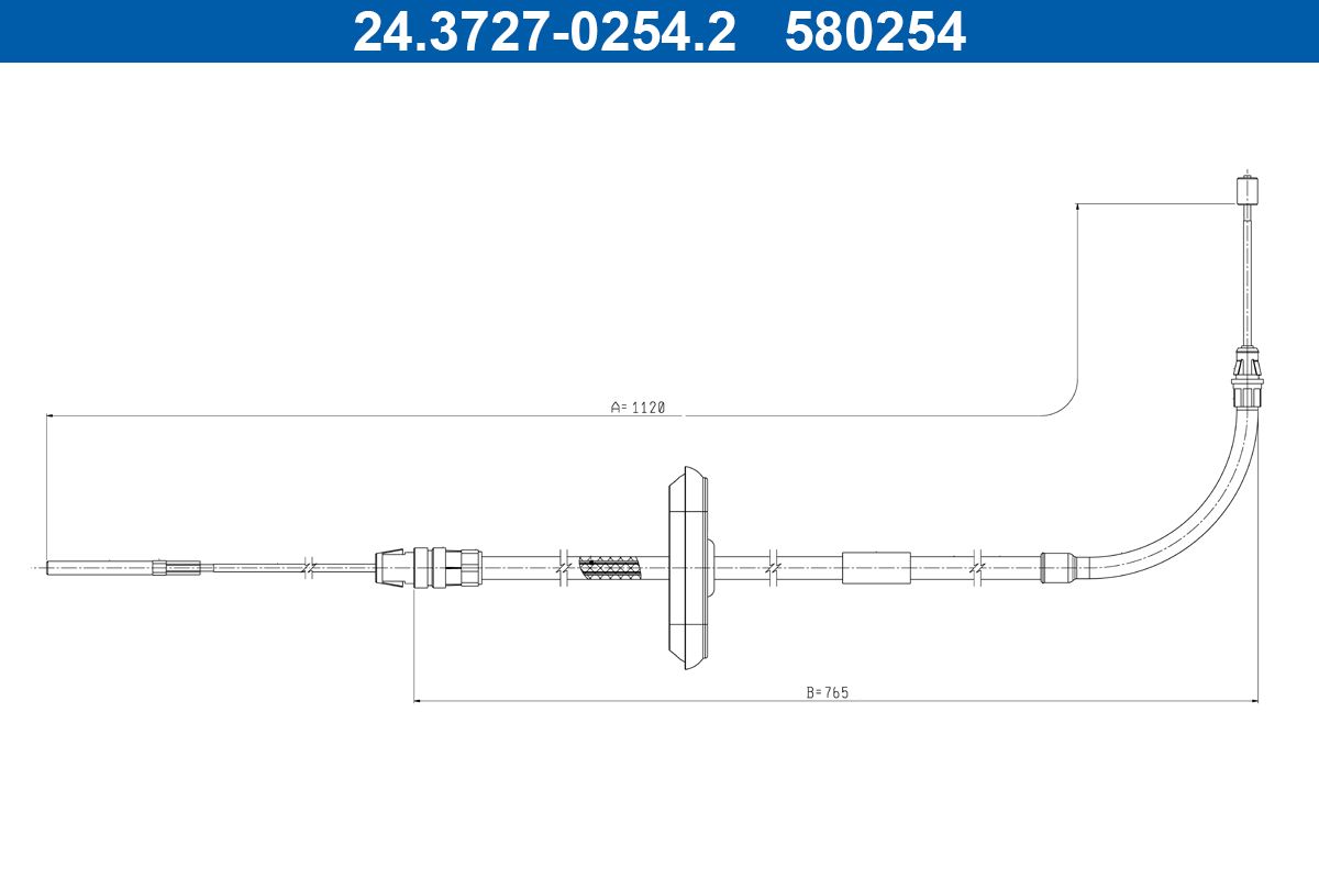 Cablu, frana de parcare ATE 24.3727-0254.2