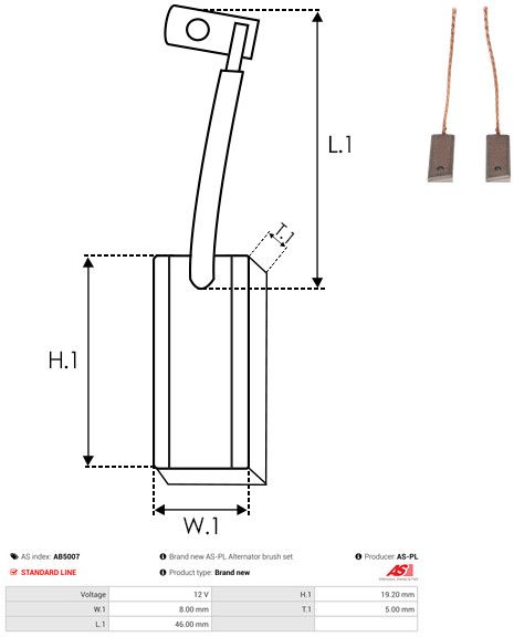 Levně Uhlíkový kartáč, generátor AS-PL AB5007