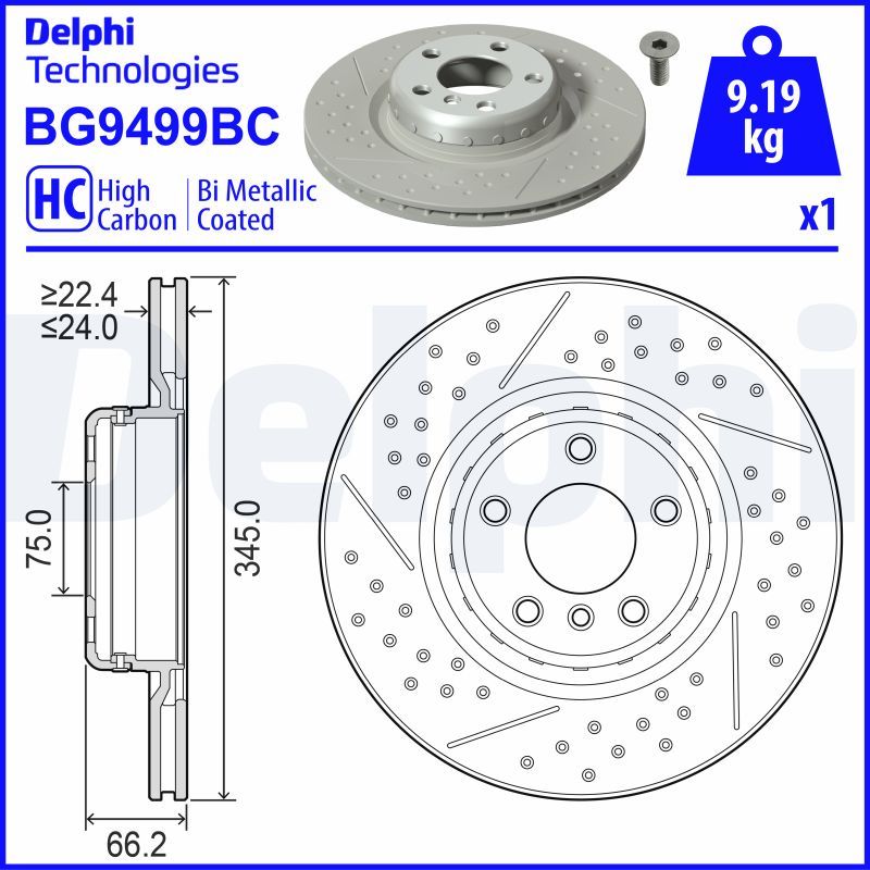 Tarcza hamulcowa DELPHI BG9499BC