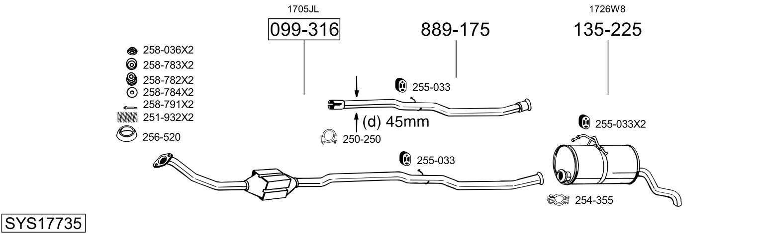Układ wydechowy BOSAL SYS17735