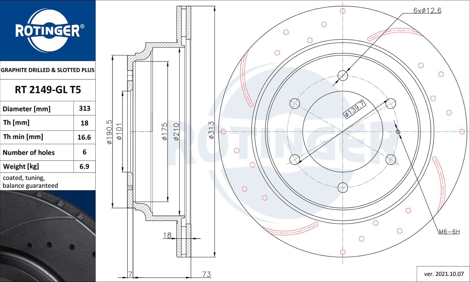 Tarcza hamulcowa ROTINGER RT 2149-GL T5