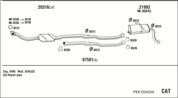 Układ wydechowy WALKER PEK122425A