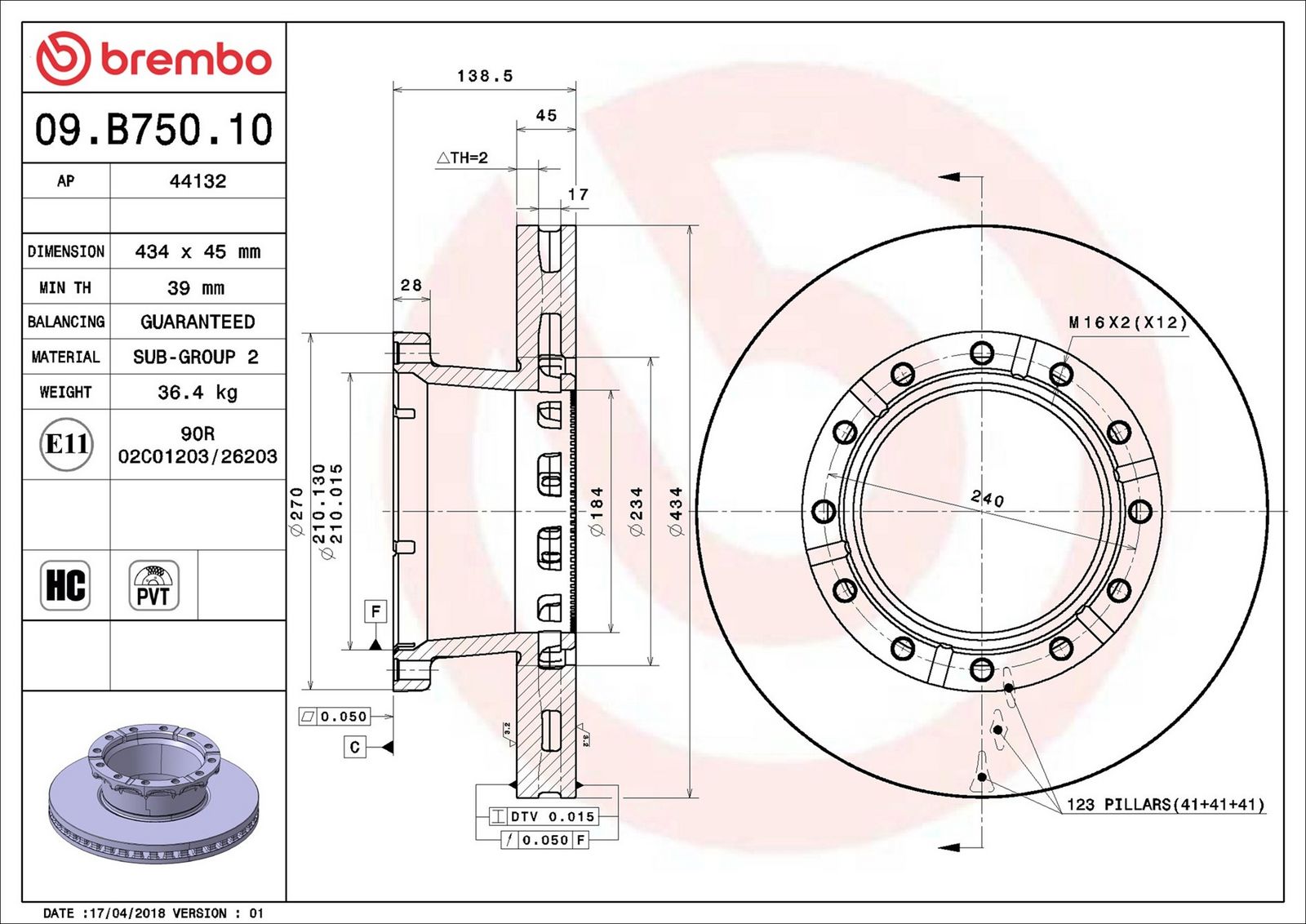 Levně Brzdový kotouč BREMBO 09.B750.10