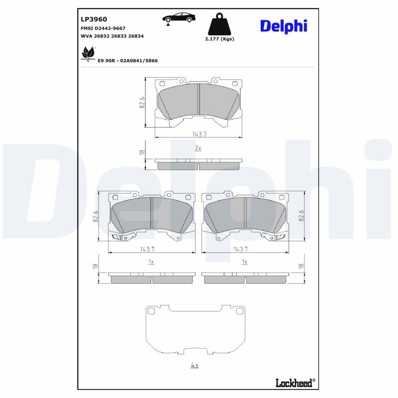set placute frana,frana disc DELPHI LP3960