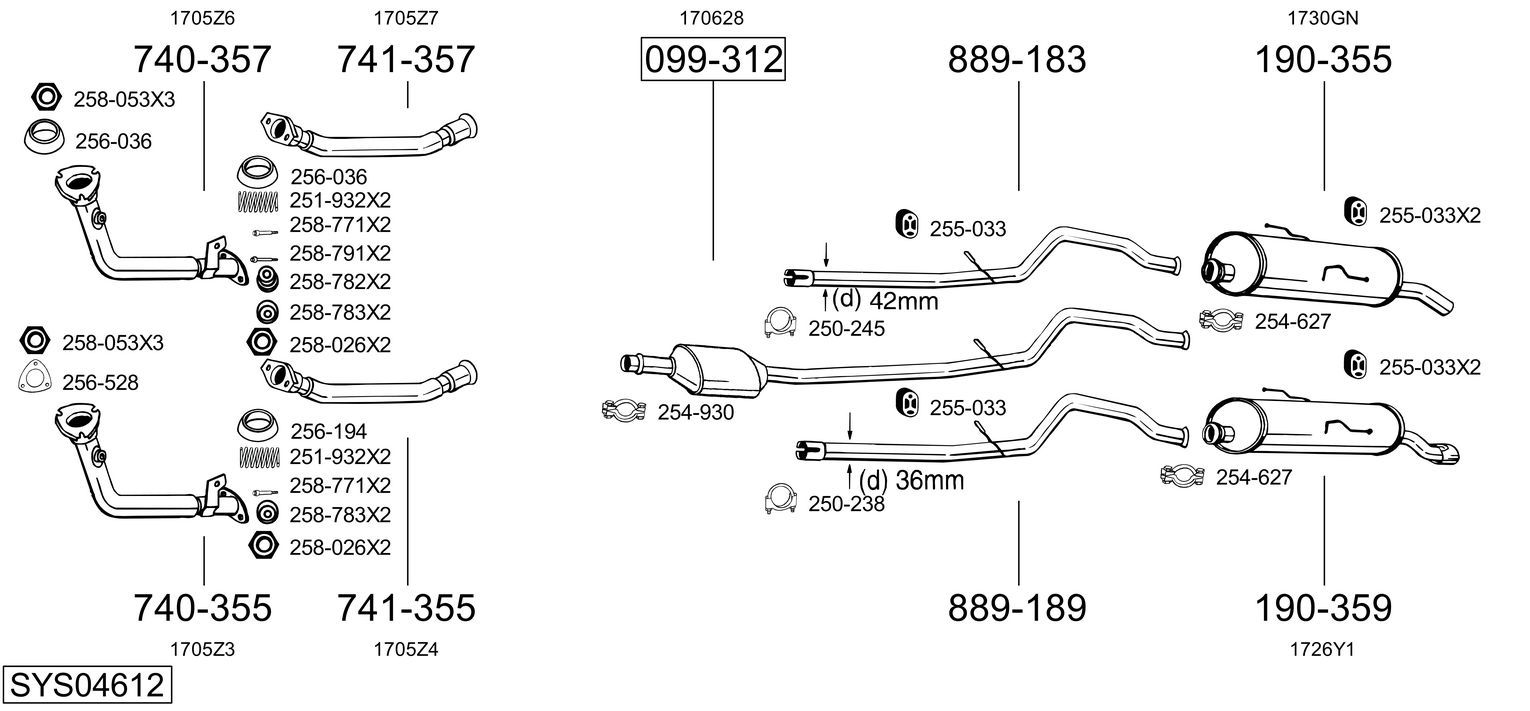 Układ wydechowy BOSAL SYS04612