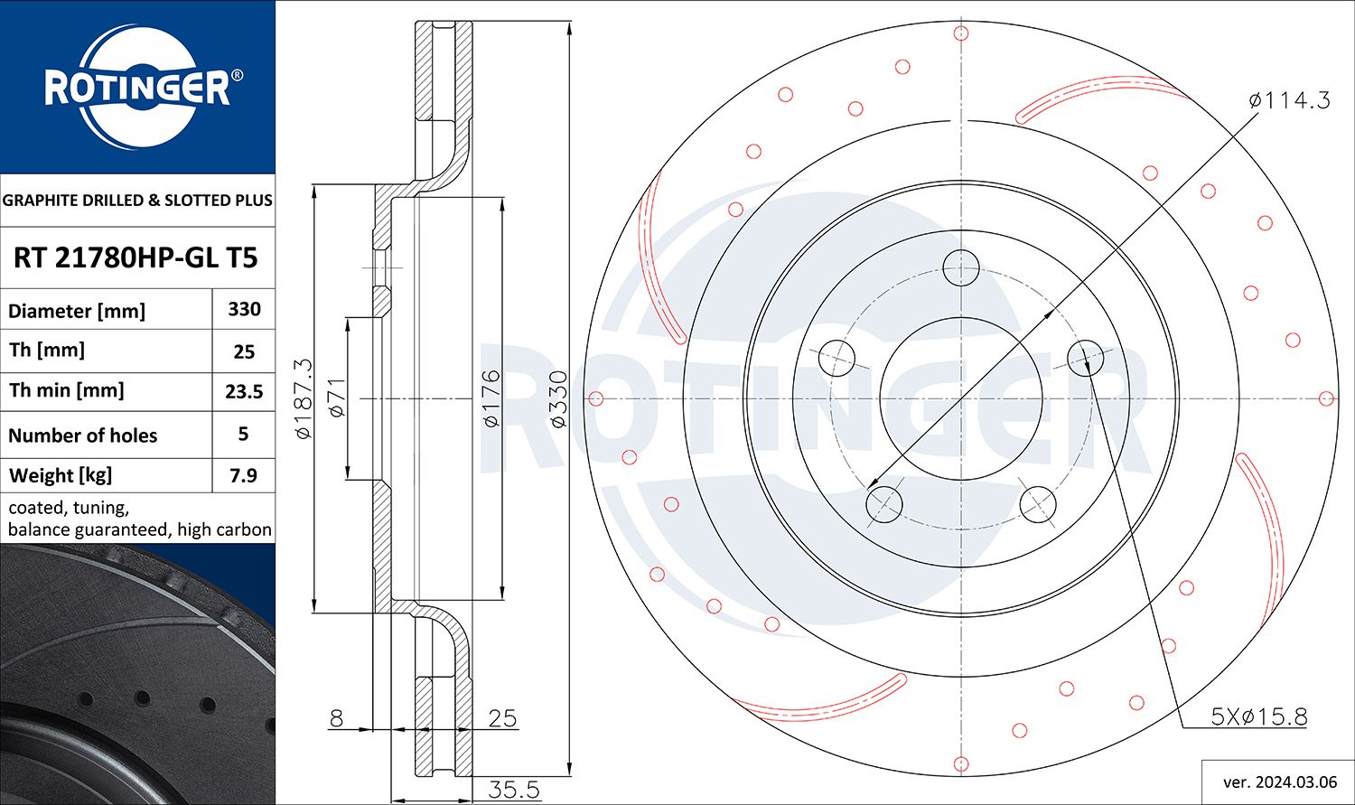 Disc frana ROTINGER RT 21780HP-GL T5