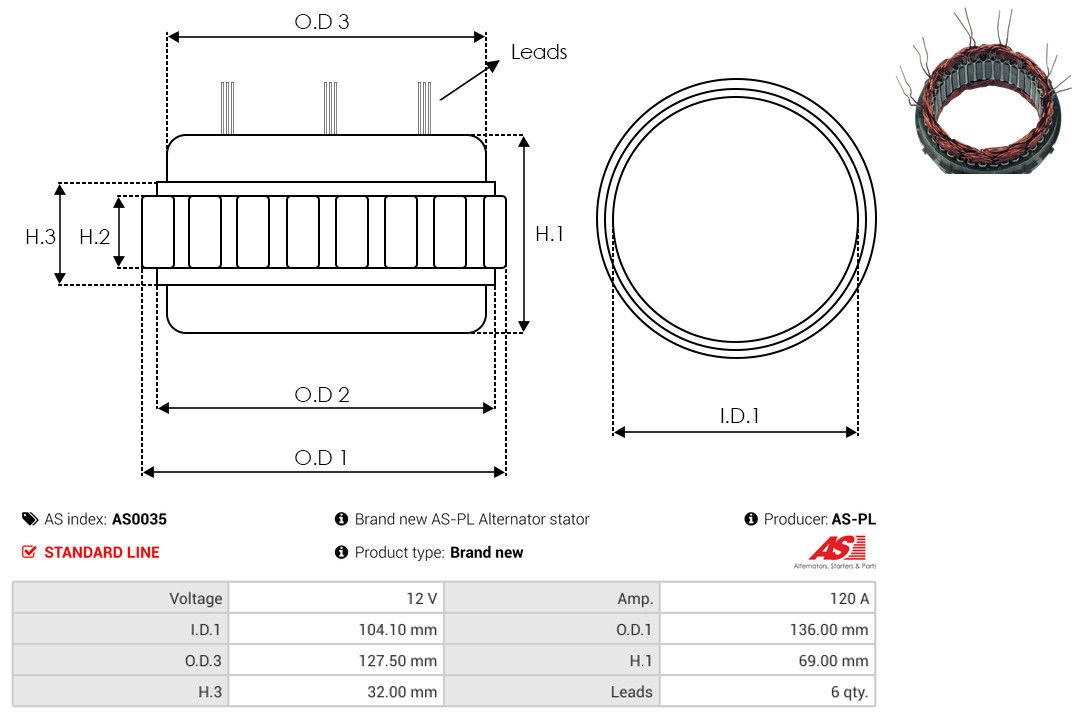 Levně Stator, generátor AS-PL AS0035