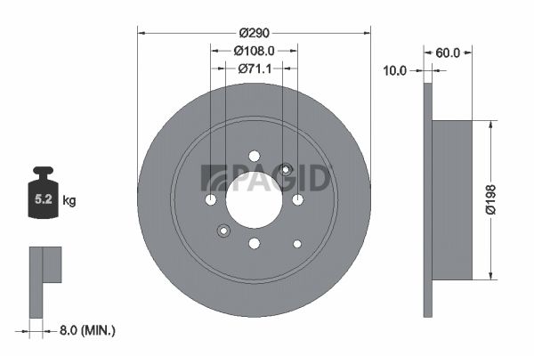 Tarcza hamulcowa PAGID 52514NC