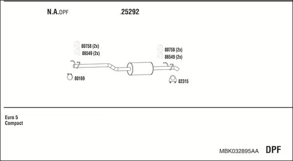 Układ wydechowy WALKER MBK032895AA