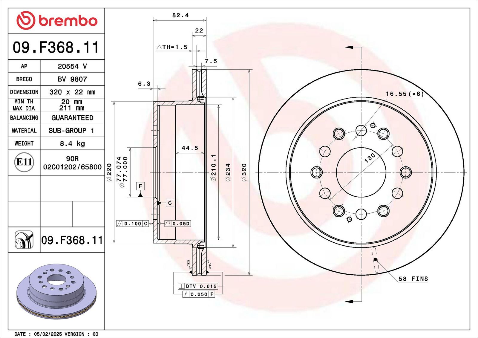 Disc frana BREMBO 09.F368.11