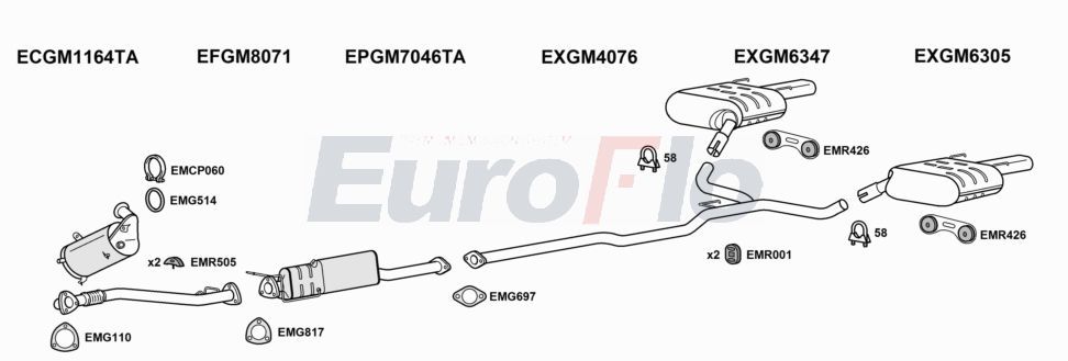 Układ wydechowy EUROFLO VLINS20D3015