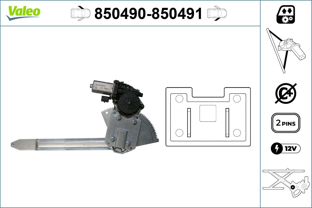 Mecanism actionare geam VALEO 850491