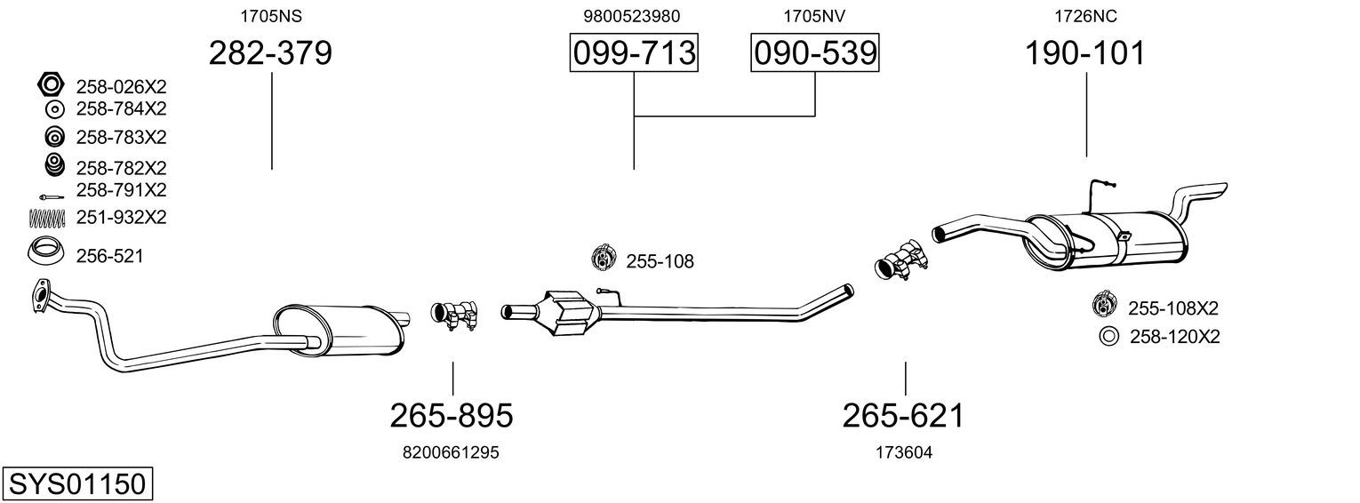Układ wydechowy BOSAL SYS01150