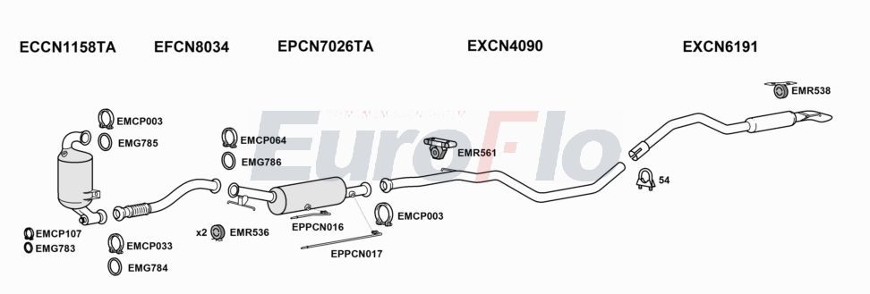 Układ wydechowy EUROFLO CNC4PI16D6026