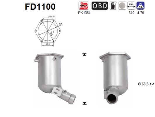 Filtr sadzy / filtr cząstek stałych, układ wydechowy AS FD1100