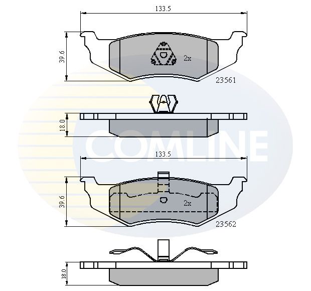 Zestaw klocków hamulcowych, hamulce tarczowe COMLINE CBP01100