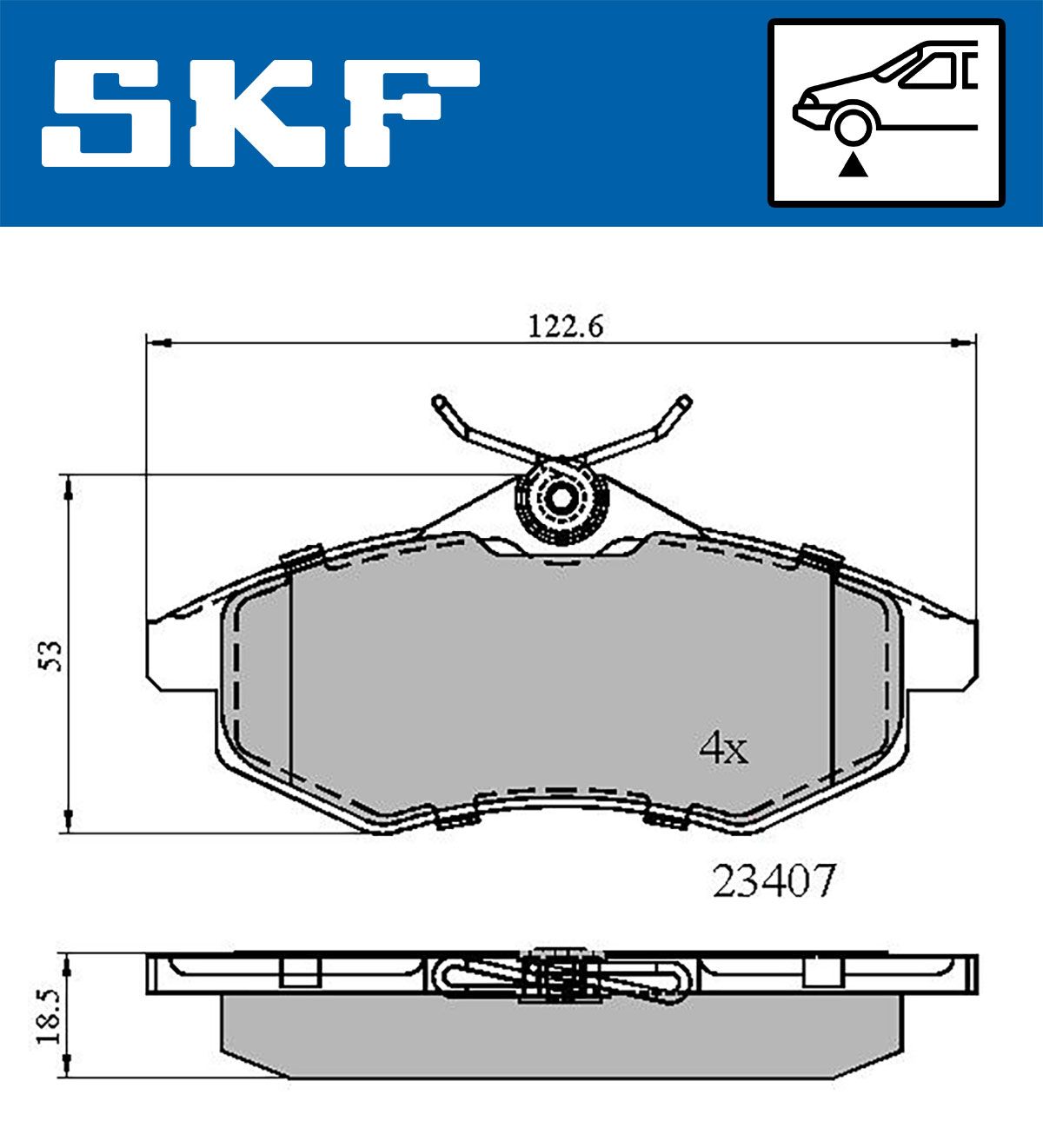 Zestaw klocków hamulcowych, hamulce tarczowe SKF VKBP 80041