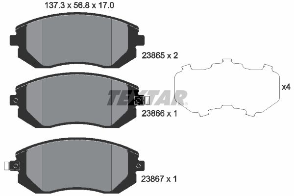 Sada brzdových platničiek kotúčovej brzdy TEXTAR 2386501