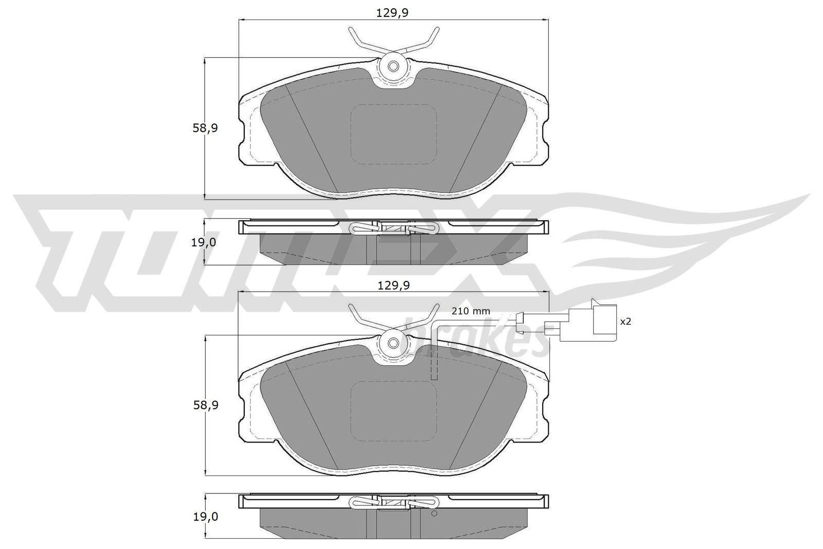 Levně Sada brzdových destiček, kotoučová brzda TOMEX Brakes 12-44