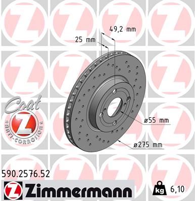 Brzdový kotúč ZIMMERMANN 590.2576.52