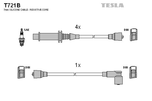 Zestaw przewodów zapłonowych TESLA T721B