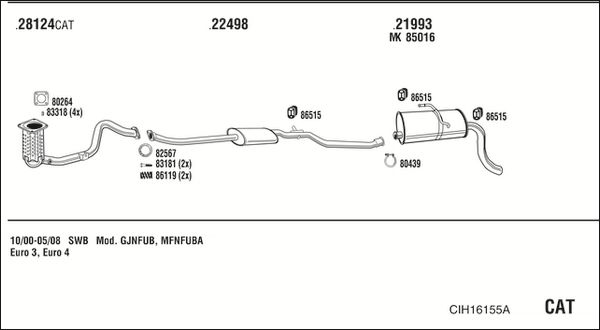 Układ wydechowy WALKER CIH16155A