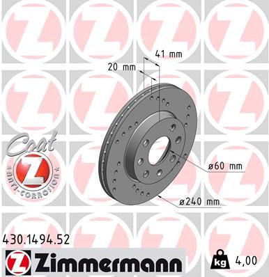 Brzdový kotúč ZIMMERMANN 430.1494.52