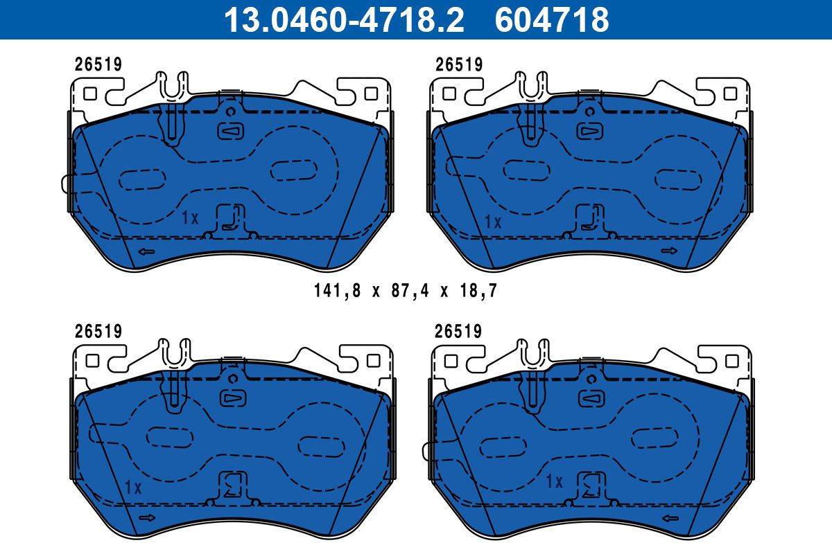 Zestaw klocków hamulcowych, hamulce tarczowe ATE 13.0460-4718.2