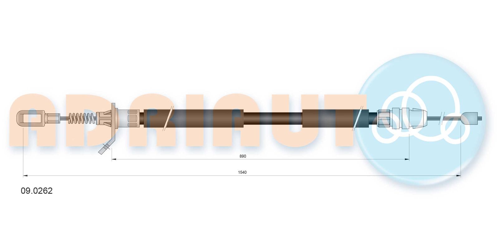 Cablu, frana de parcare ADRIAUTO 09.0262