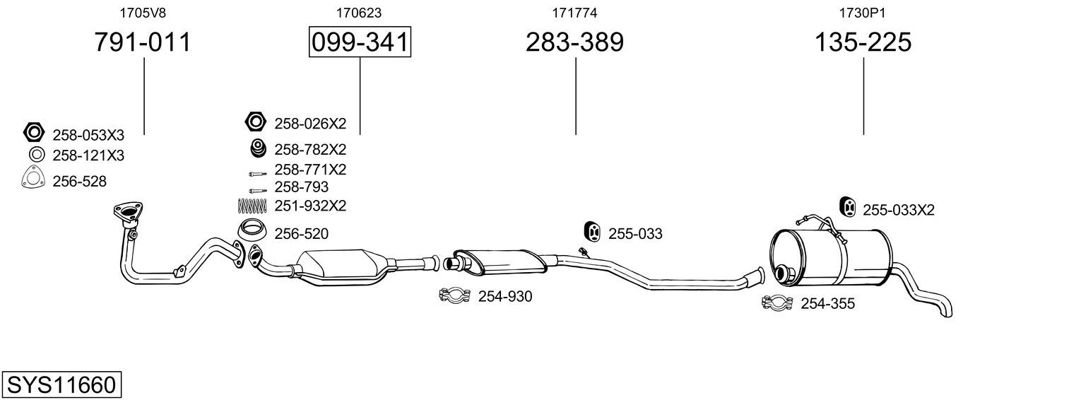 Układ wydechowy BOSAL SYS11660
