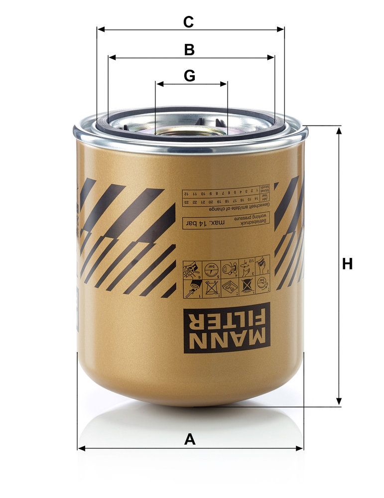Levně Vysoušecí patrona vzduchu, pneumatický systém MANN-FILTER TB 1396/6 x
