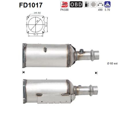 Filtr sadzy / filtr cząstek stałych, układ wydechowy AS 174007