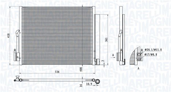 Condensator, climatizare MAGNETI MARELLI 350203872000