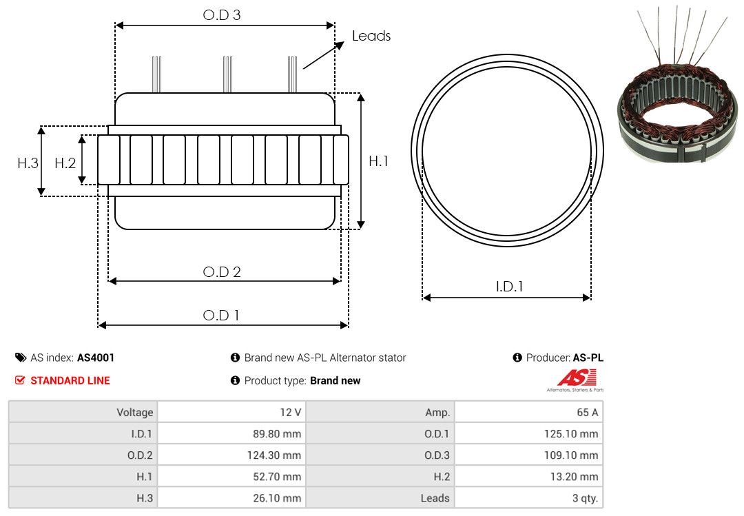 Levně Stator, generátor AS-PL AS4001