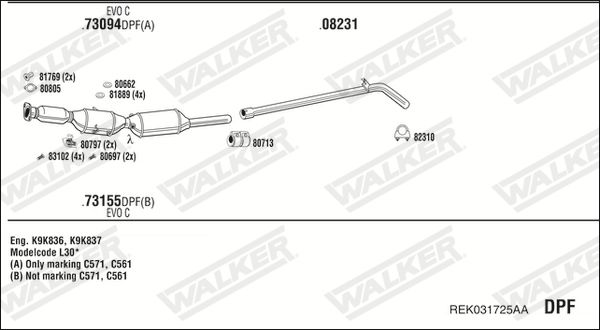 Układ wydechowy WALKER REK031725AA