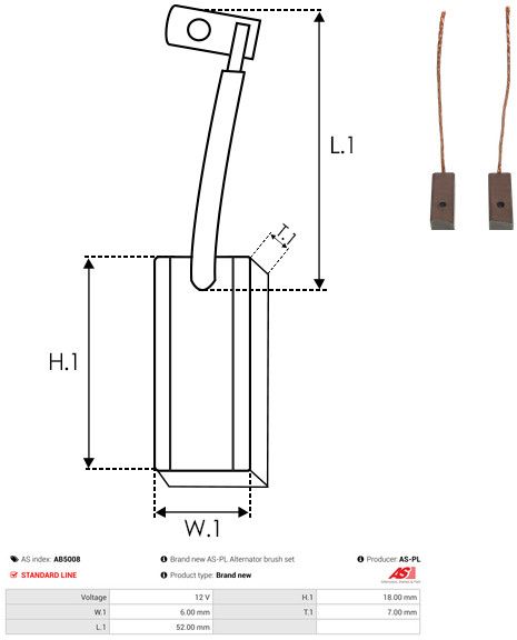 Levně Uhlíkový kartáč, generátor AS-PL AB5008