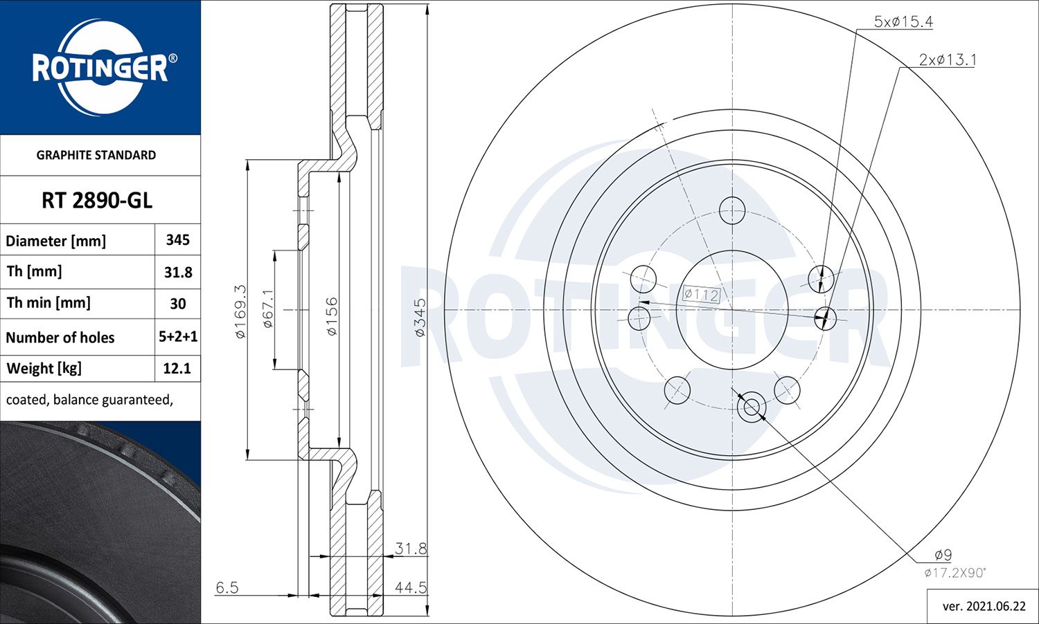 Disc frana ROTINGER GRAPHITE LINE RT 2890-GL