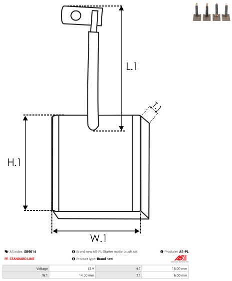 Levně Uhlíkový kartáč, startér AS-PL SB9014