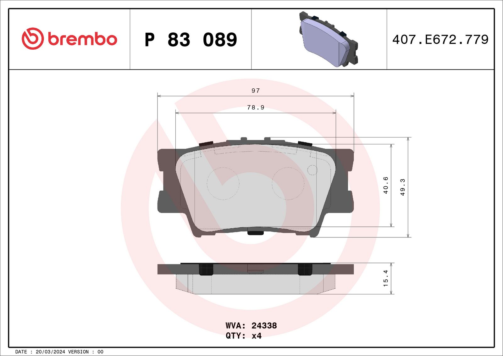 Sada brzdových platničiek kotúčovej brzdy BREMBO P 83 089