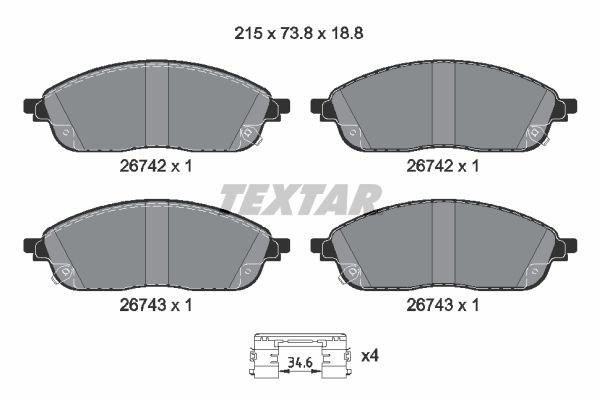 set placute frana,frana disc TEXTAR 2674201