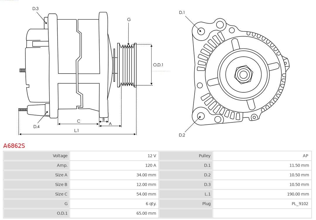Alternator AS-PL A6862S