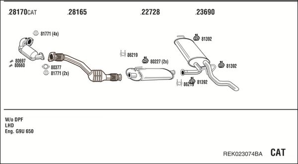 Układ wydechowy WALKER REK023074BA
