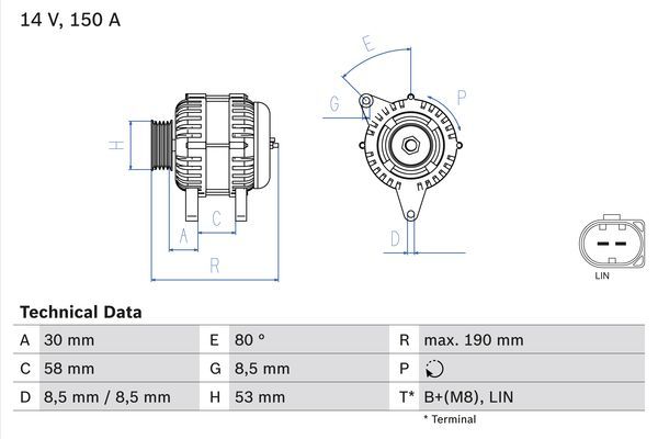 Alternator BOSCH 0 986 082 160