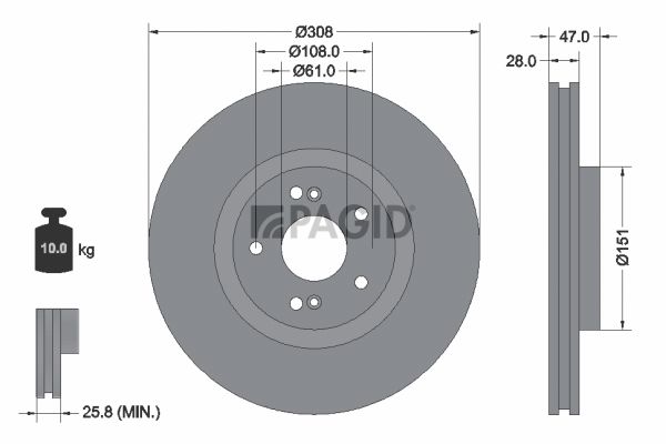 Tarcza hamulcowa PAGID 54740NC