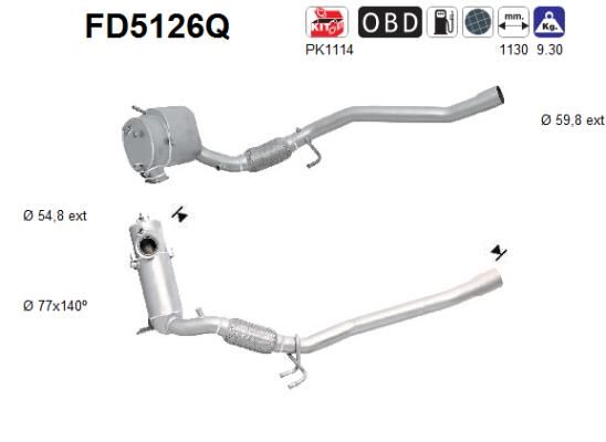 Filtr sadzy / filtr cząstek stałych, układ wydechowy AS 1K0254704RX
