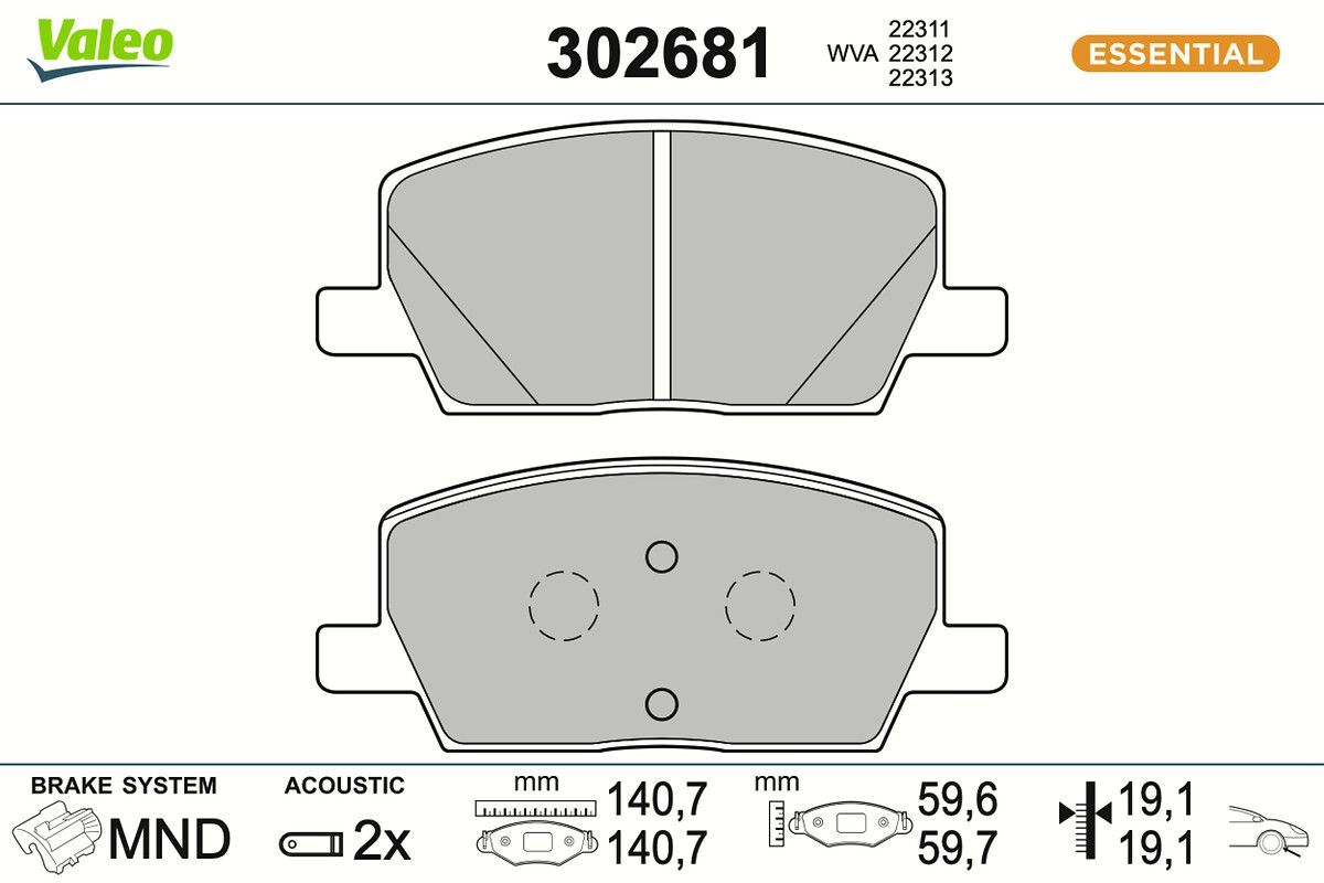 set placute frana,frana disc VALEO 302681
