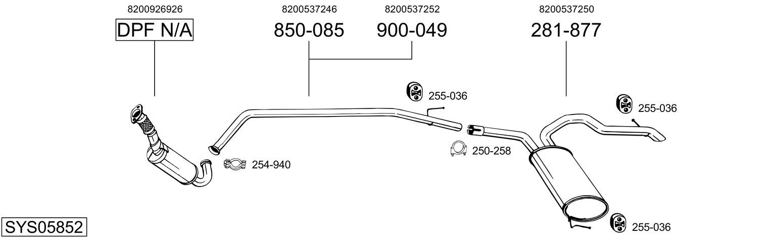 Układ wydechowy BOSAL SYS05852
