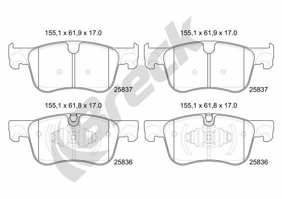 set placute frana,frana disc BRECK 25836 00 701 00