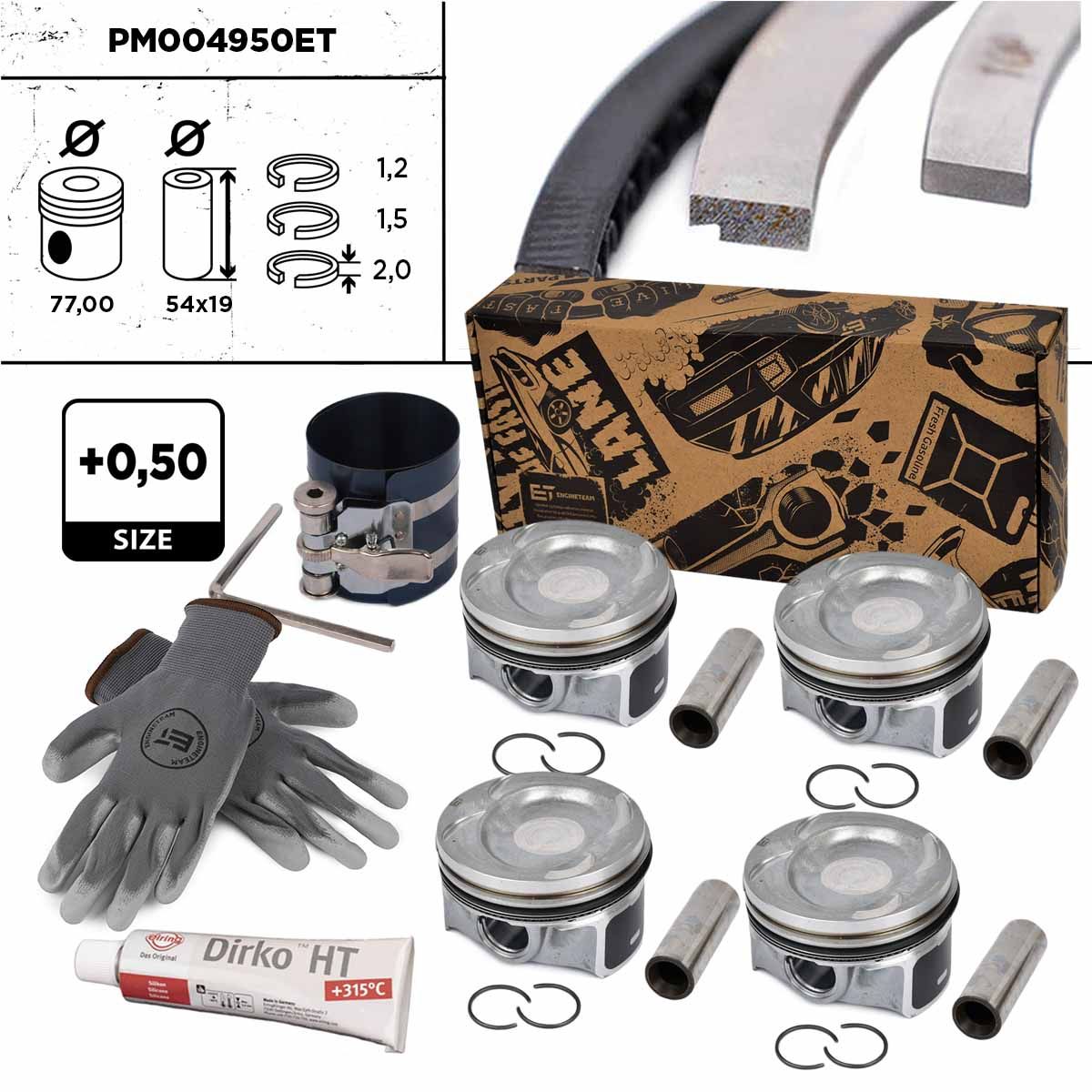 Set pistoane ET ENGINETEAM boxET – service kit PM004950ET